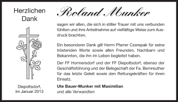 Traueranzeige von Roland Munker von Pegnitz-Zeitung